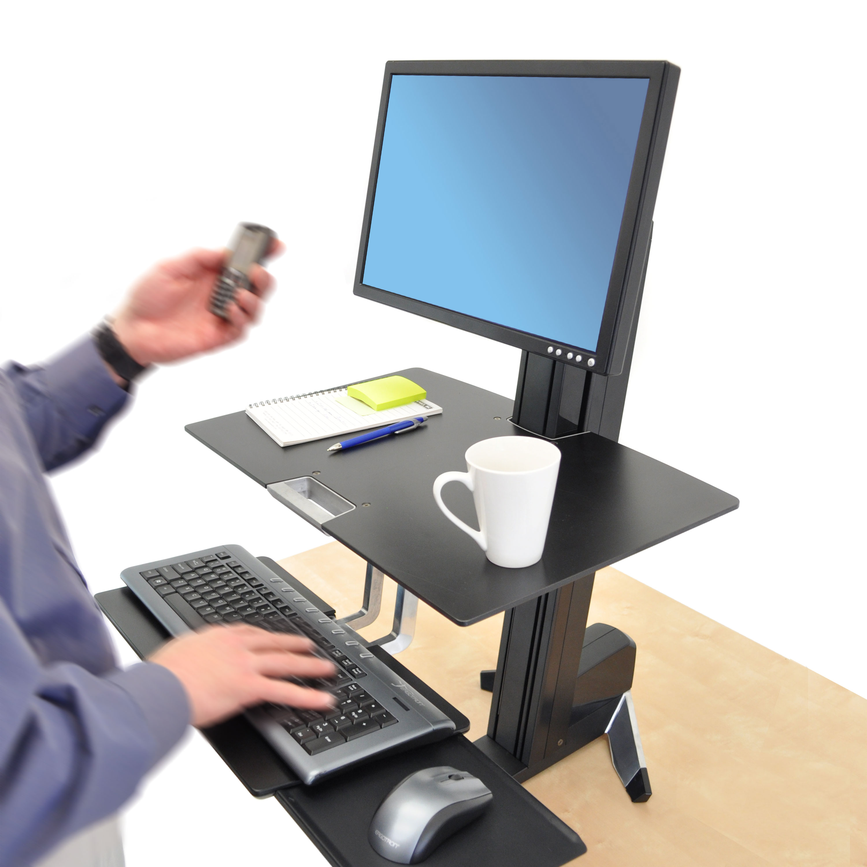 Ergotron 33‑350‑200 WorkFit‑S Single Monitor Sit‑Stand Standing Desk Attachment 