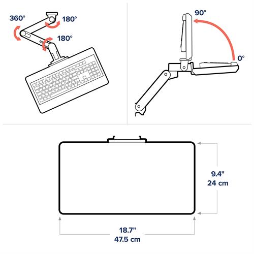 Adjustable Wall Mount Keyboard Arm | LX Pro | Ergotron