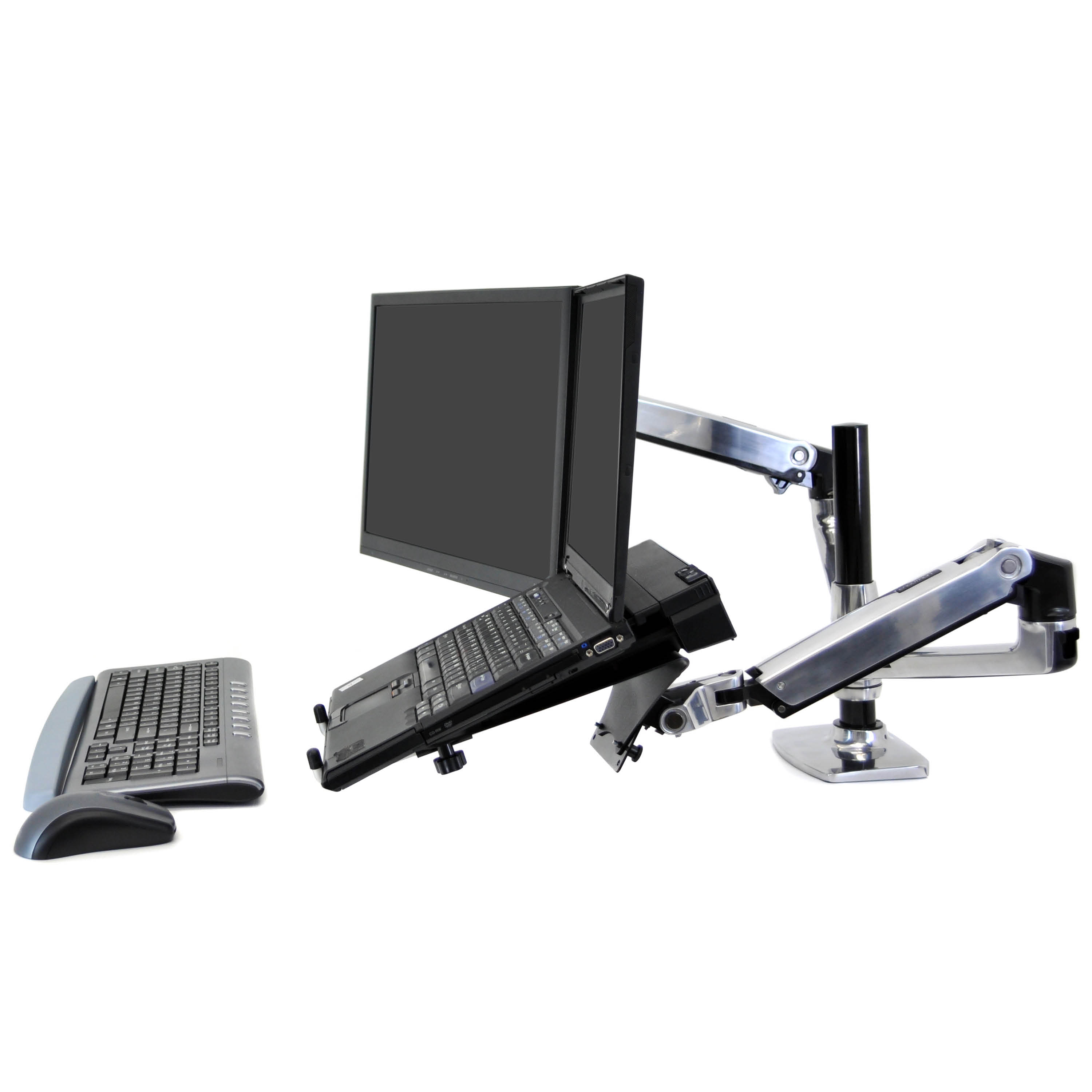 for 2 Monitors Up to 40 Inches, 7 to 22 lbs Each – Tall Pole VESA Desk Mount Ergotron Polished Aluminum LX Vertical Stacking Dual Monitor Arm 