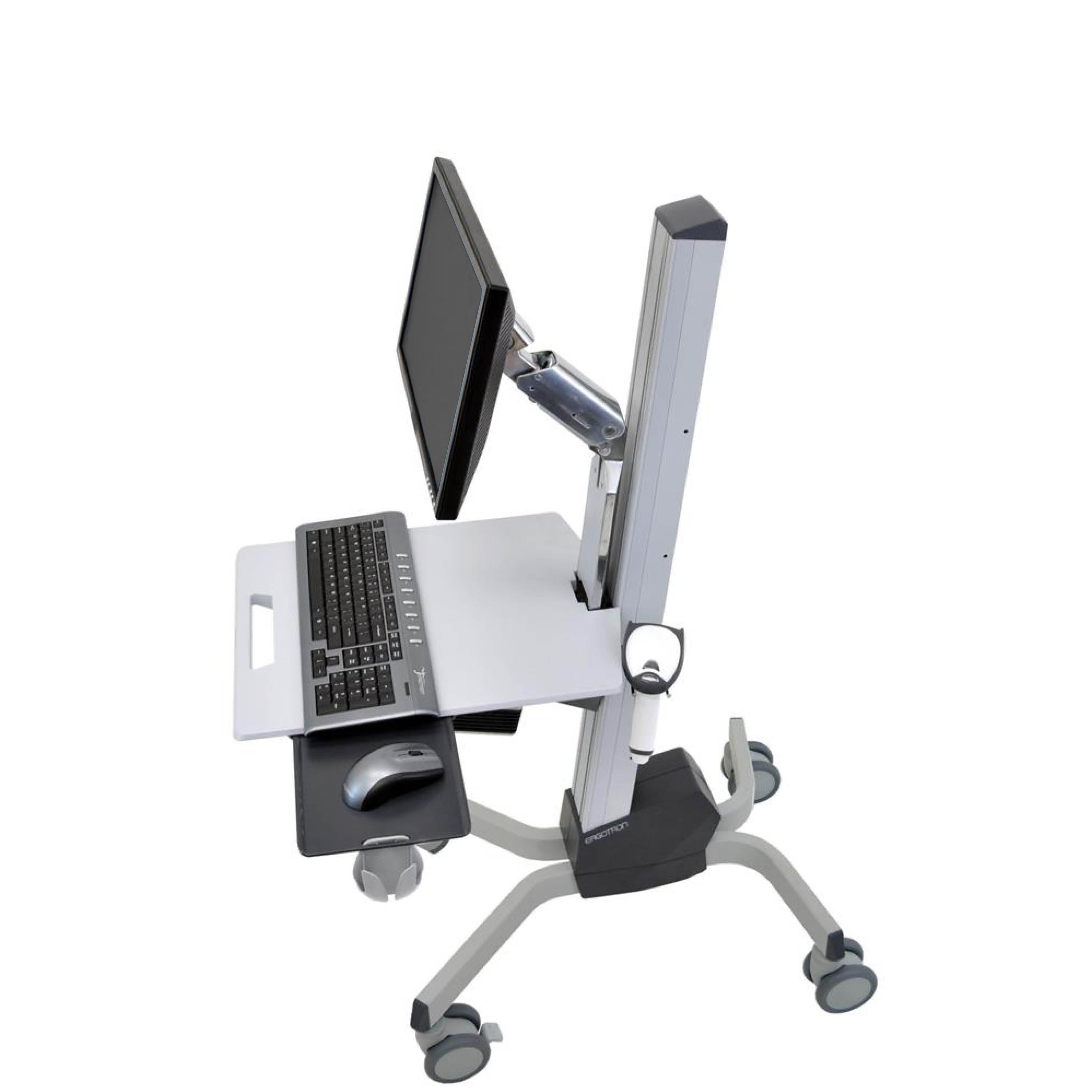 Sit Stand Adjustable Workstation Desk Mobile Cart for PC Monitor Keyboard Laptop 