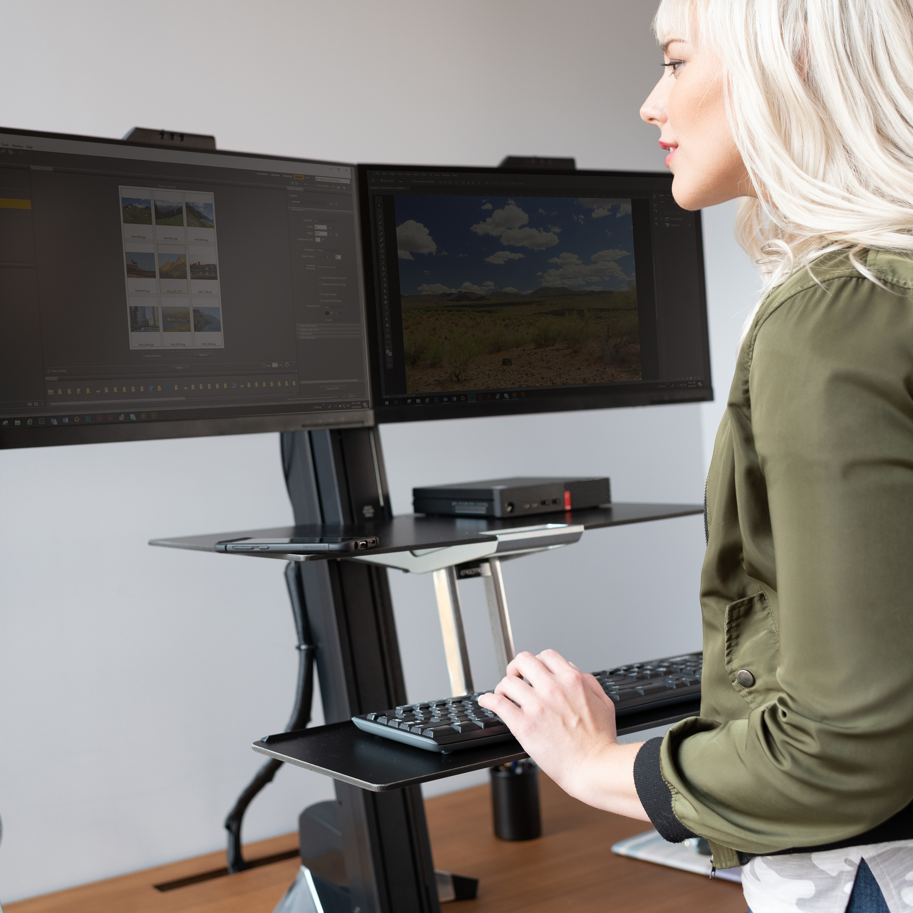 Standing Desk Converter | Dual-Monitor Workstation | Ergotron