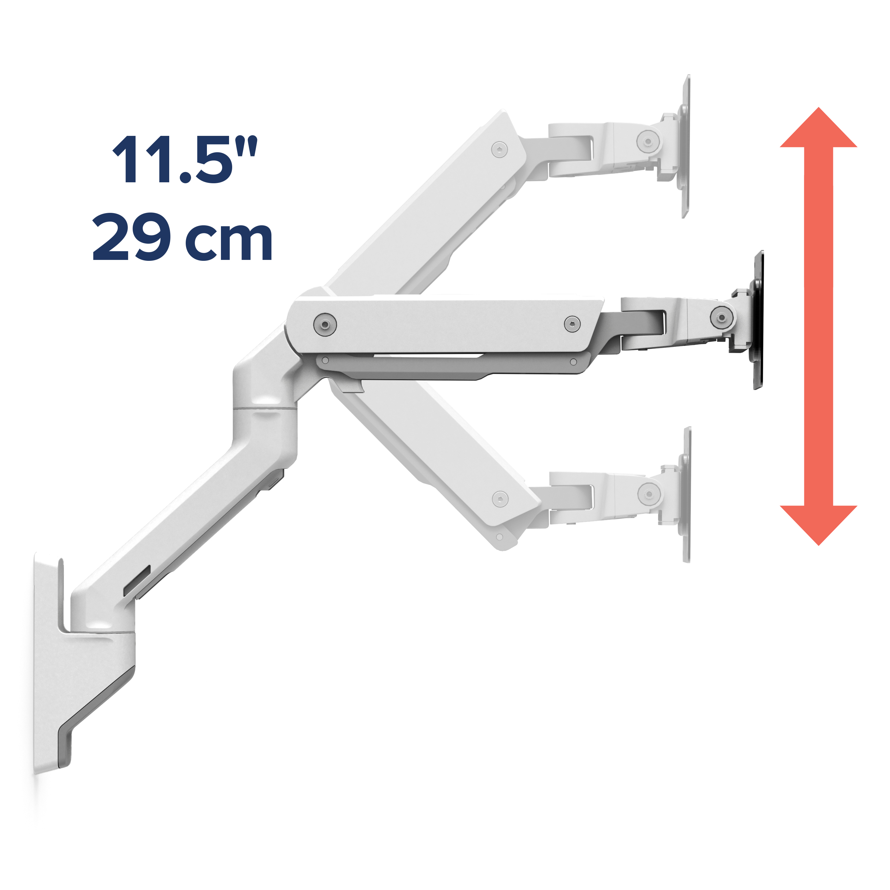 Ergotron HX Series 45-475-216 soporte para monitor 124,5 cm (49) Blanco  Escritorio, Soporte de monitor blanco, Abrazadera, 19 kg, 124,5 cm (49),  400 x 400 mm, Ajustes de altura, Blanco