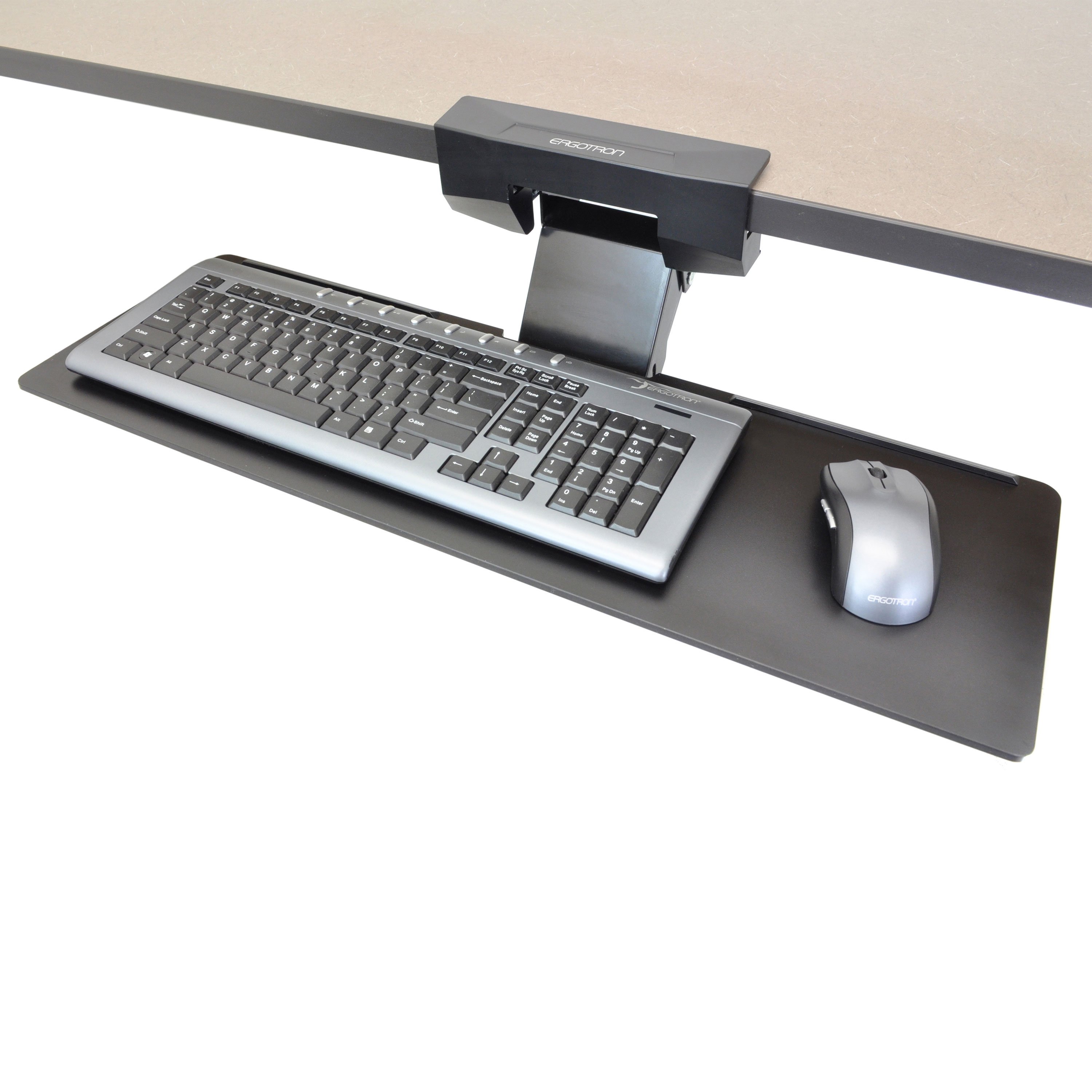 Sous bureau plateau clavier ordinateur couleur grise sans tapis de souris étagère 
