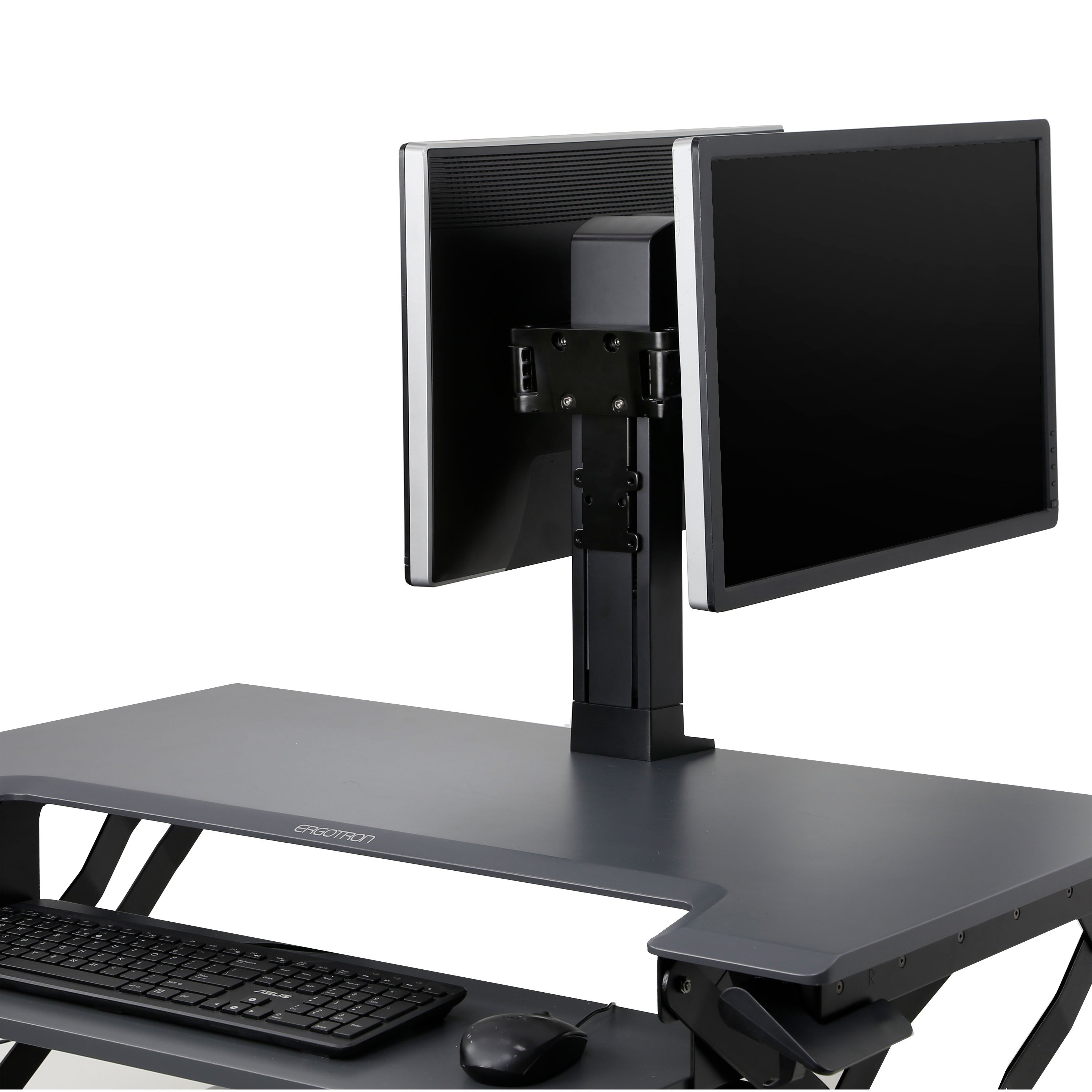 AMERIERGO Soporte para monitor dual: longitud y ángulo ajustables, soporte  para monitor de computadora con 2 ranuras, organizador de escritorio